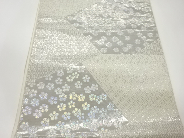 着物・帯 ] - 袋帯 プラチナオロール二重箔切り嵌め風古典柄に小花